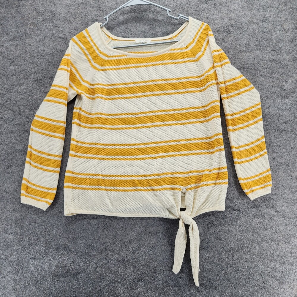 Maurices Shirt Womens Medium Long Sleeve Cream Yellow Striped